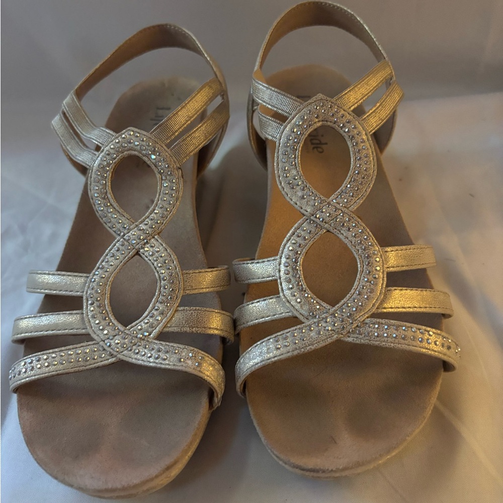 Life Stride Gold Rhinestone Dress Sandals for Kids